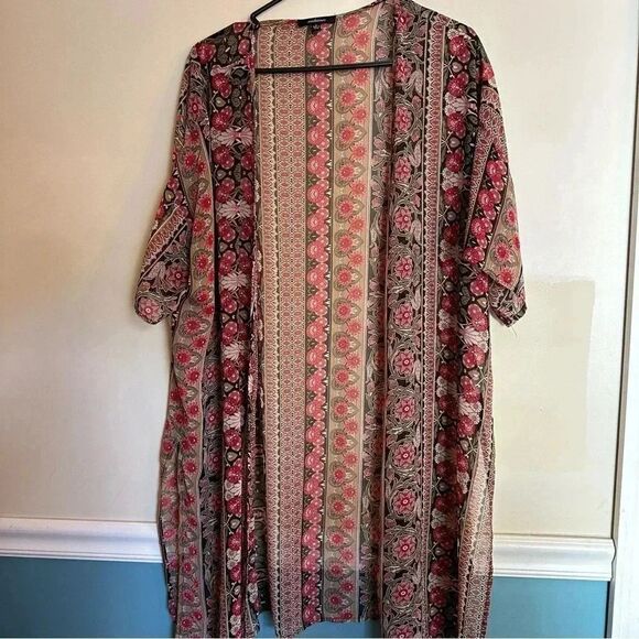 Womens floral sheer wrap tunic size large